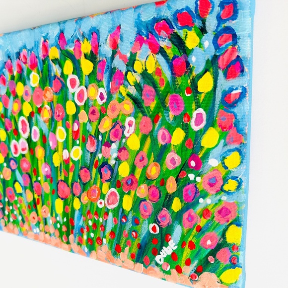 Original Painting Abstract Collectible Wildflowers 8" x 10" Canvas One-of-a-Kind - Picture 4 of 5